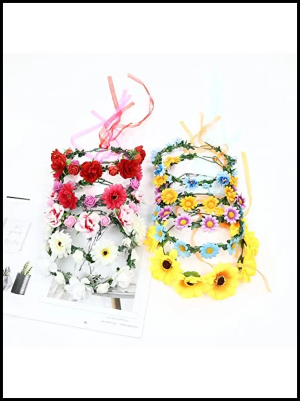 Handmade Flower Crown Headbands for Women Wedding Hawaiian Party 10 Pack